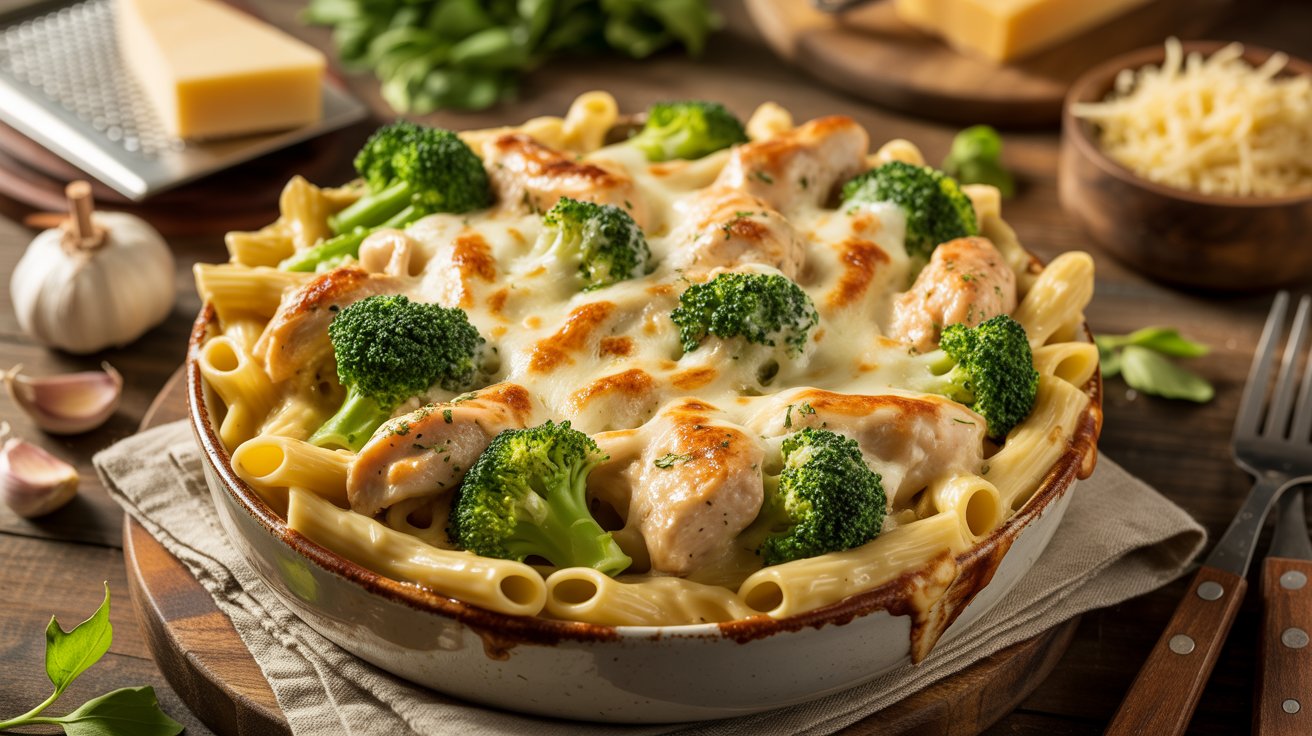 Cheesy Chicken Alfredo Bake with Broccoli