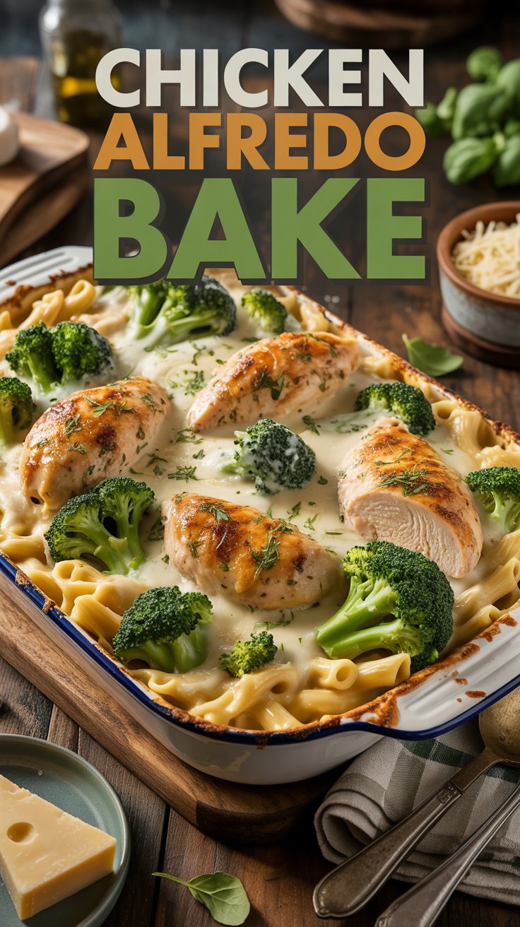 Chicken Alfredo Bake with Broccoli